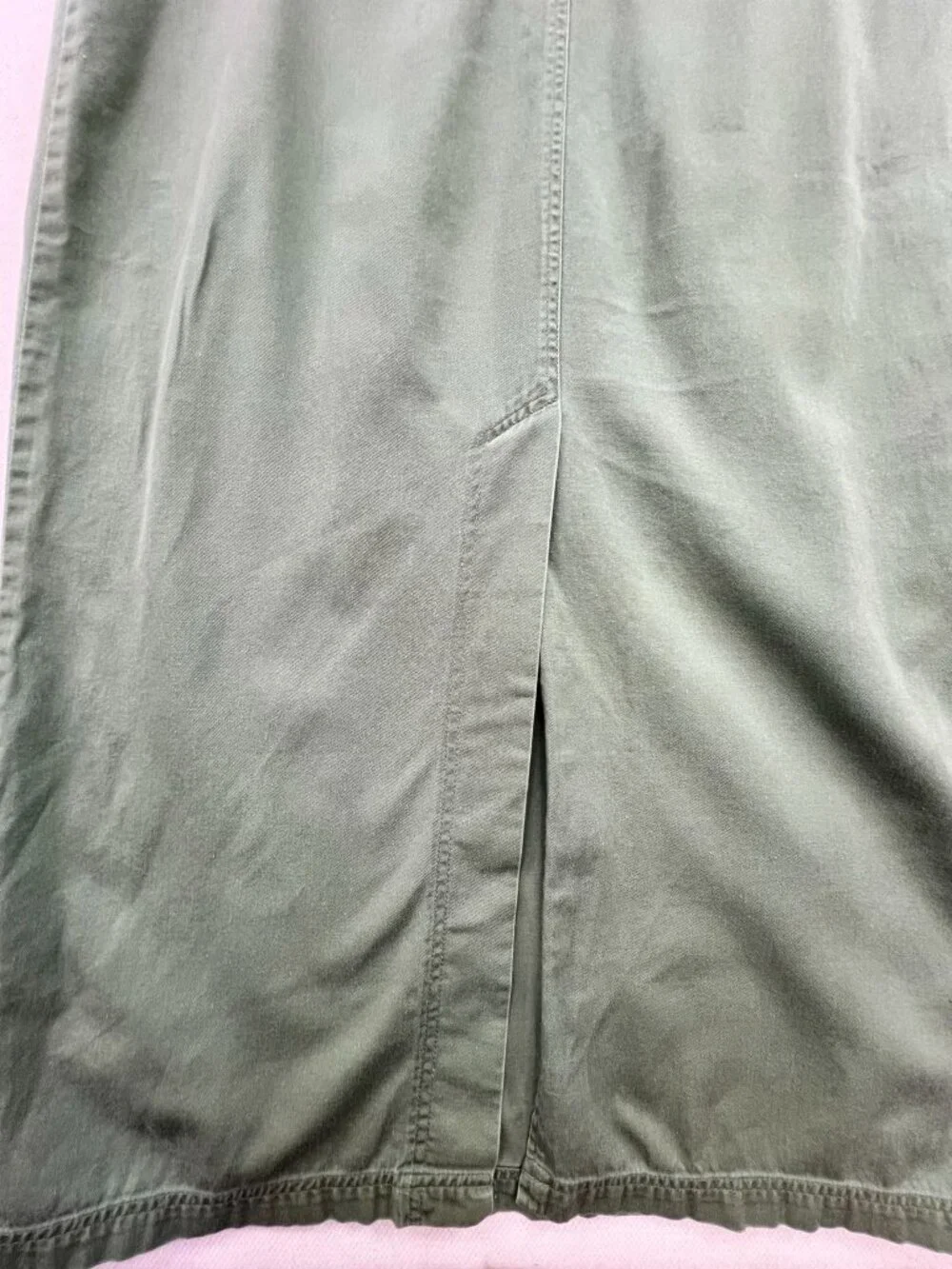 Baccini Women's Zip Up Cargo Midi Dress Sleeveless Size 16W Olive Green Pockets